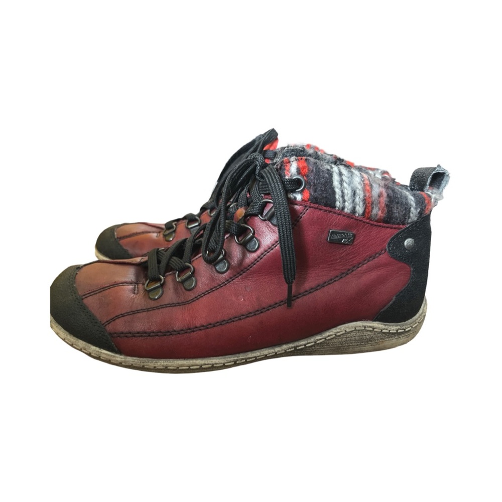 Remonte red leather ankle boots - size 37